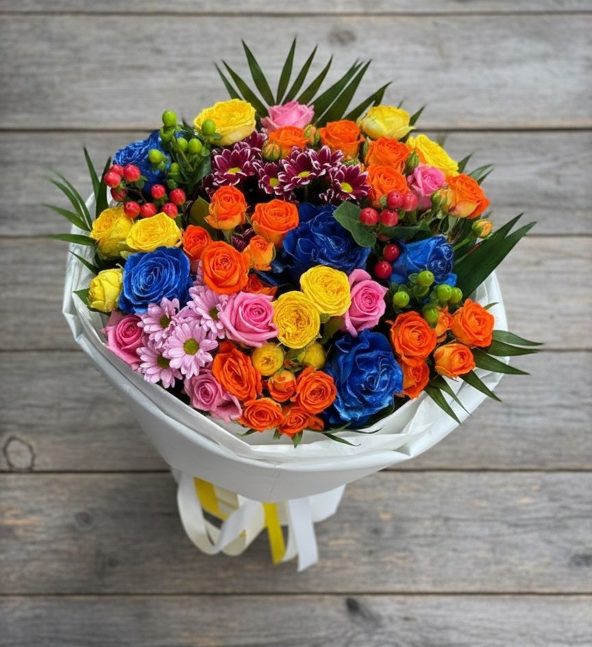 Букет цветов из: Розы и Хризантемы в Нижнем Баскунчаке