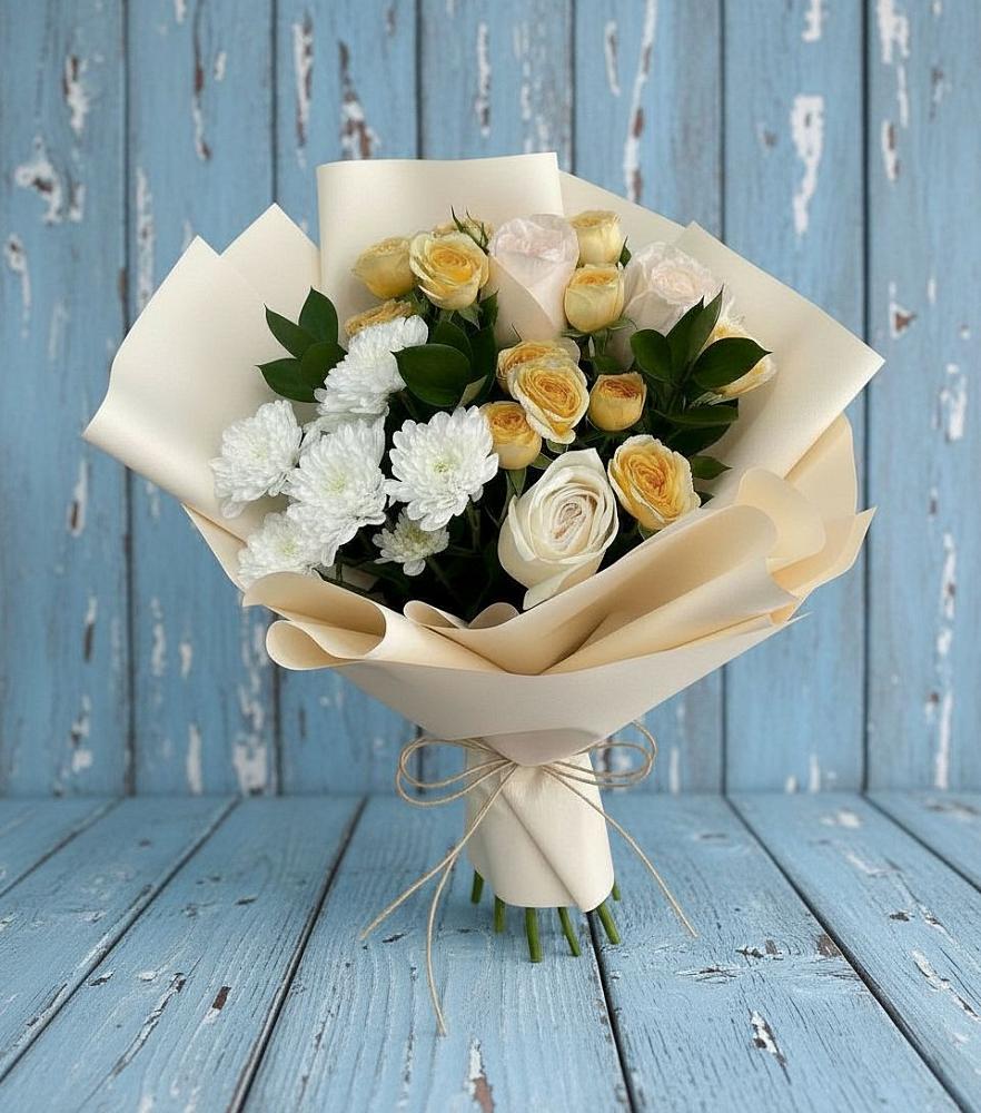 Букет цветов из: Розы и Хризантемы в Нижнем Баскунчаке