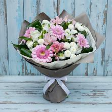 Букет цветов из:  Герберы, Альстромерии и Хризантемы в Нижнем Баскунчаке