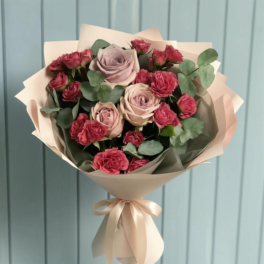 Букет цветов из: Гвоздики и Розы в Нижнем Баскунчаке