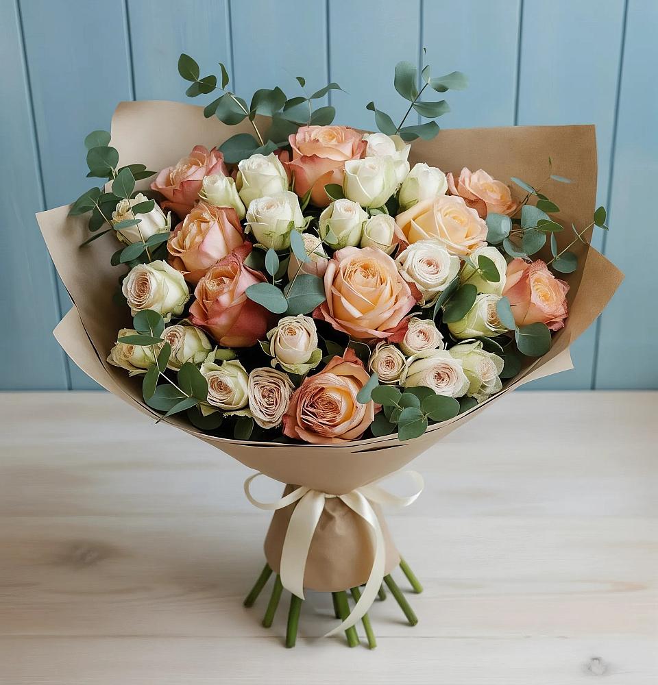 Букет цветов из: Альстромерии и Розы в Нижнем Баскунчаке