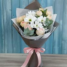 Букет цветов из:  Хризантемы и Розы #REPLACE_PRED# Нижнем Баскунчаке