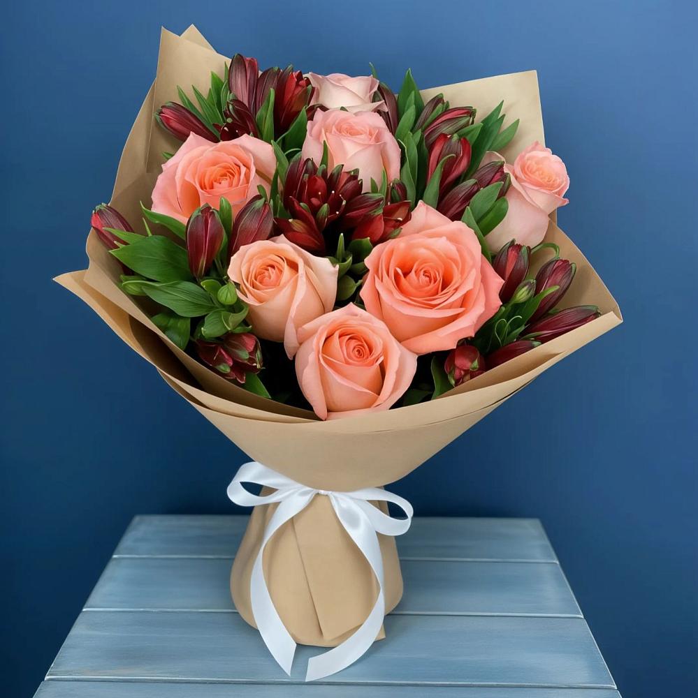 Букет цветов из: Розы и Альстромерии в Нижнем Баскунчаке