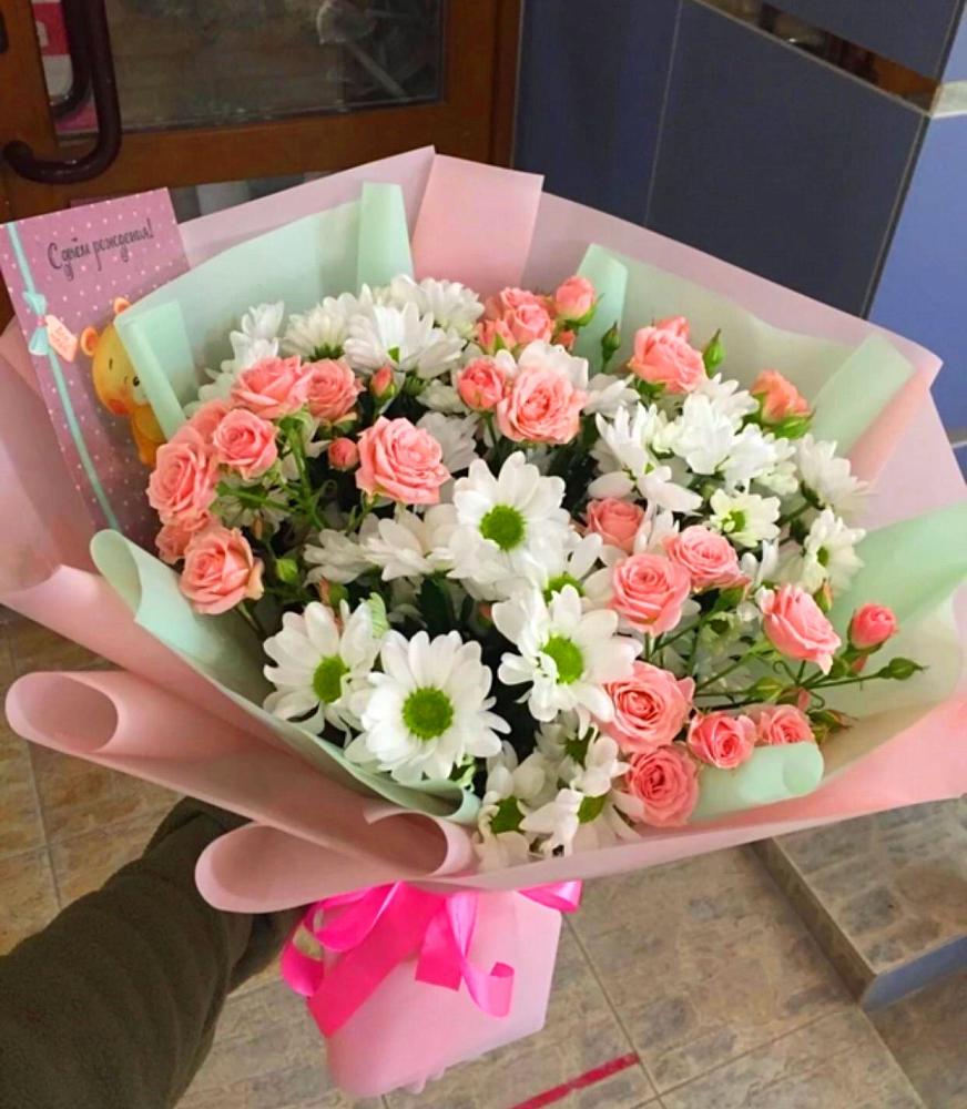 Букет цветов из: Розы и Хризантемы в Нижнем Баскунчаке