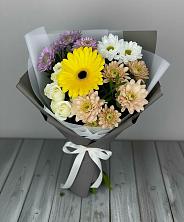 Букет цветов из:  Розы, Герберы и Хризантемы в Нижнем Баскунчаке