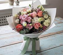 Букет цветов из:  Розы, Лизиантусы и Гвоздики #REPLACE_PRED# Нижнем Баскунчаке