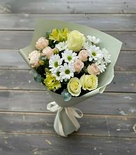Букет цветов из:  Альстромерии, Розы и Хризантемы в Нижнем Баскунчаке