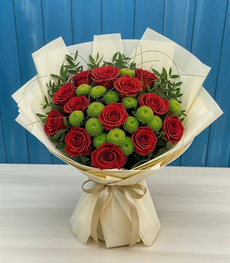 Букет цветов из: Розы и Хризантемы в Нижнем Баскунчаке