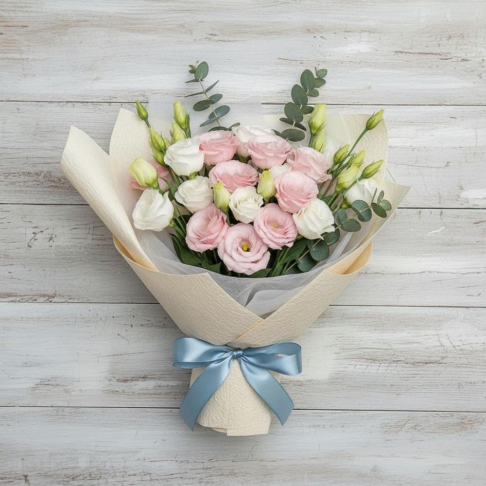 Букет цветов из: Лизиантусы в Нижнем Баскунчаке